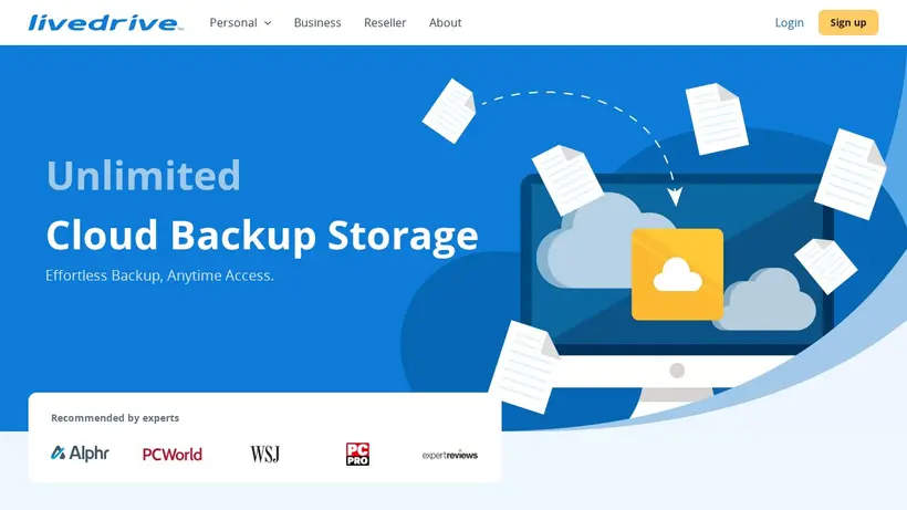 Livedrive homepage screenshot