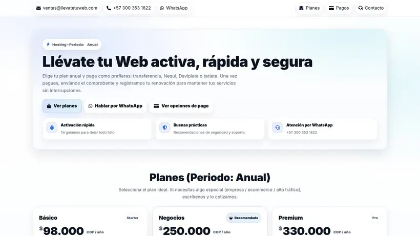 Llevatetu Web homepage screenshot