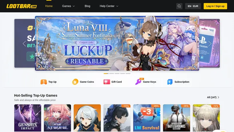 LootBar homepage screenshot