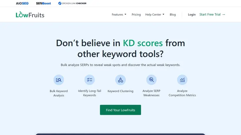 Low Fruits homepage screenshot