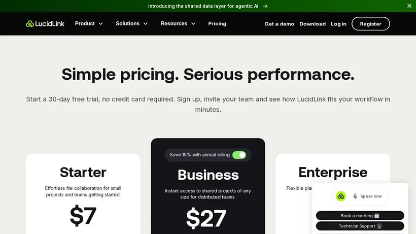 Lucid Link homepage screenshot