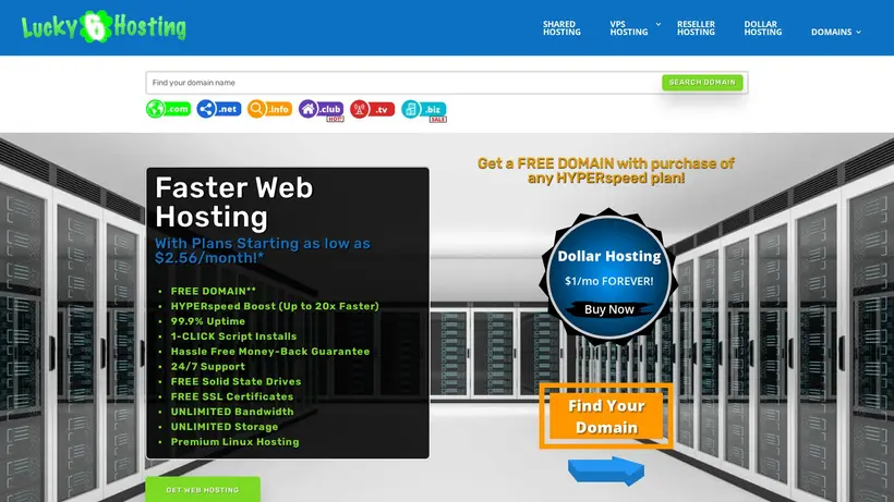 Lucky 6 Hosting homepage screenshot