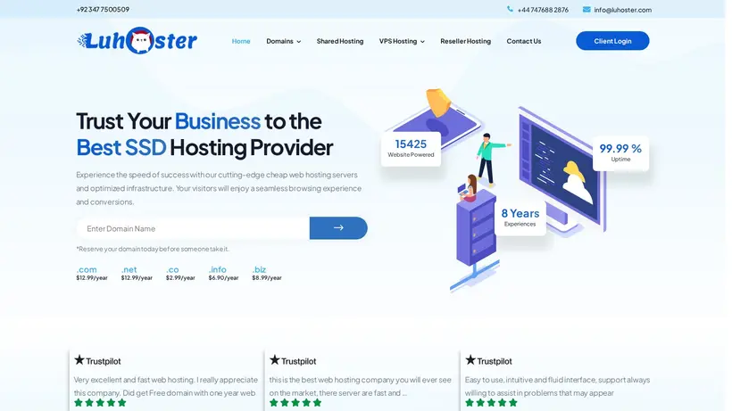 Luhoster homepage screenshot