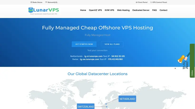 Lunar VPS homepage screenshot