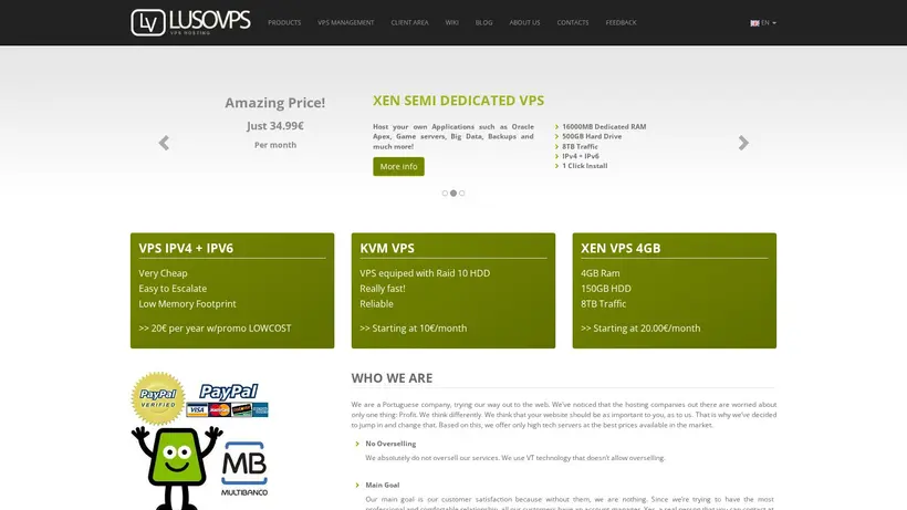 Luso VPS homepage screenshot