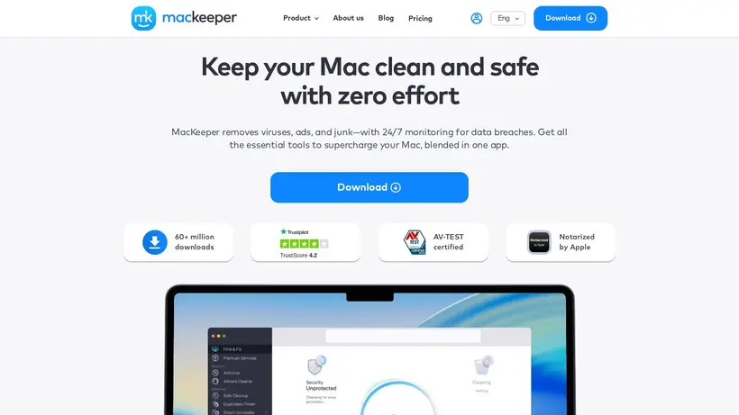 Mac Keeper homepage screenshot
