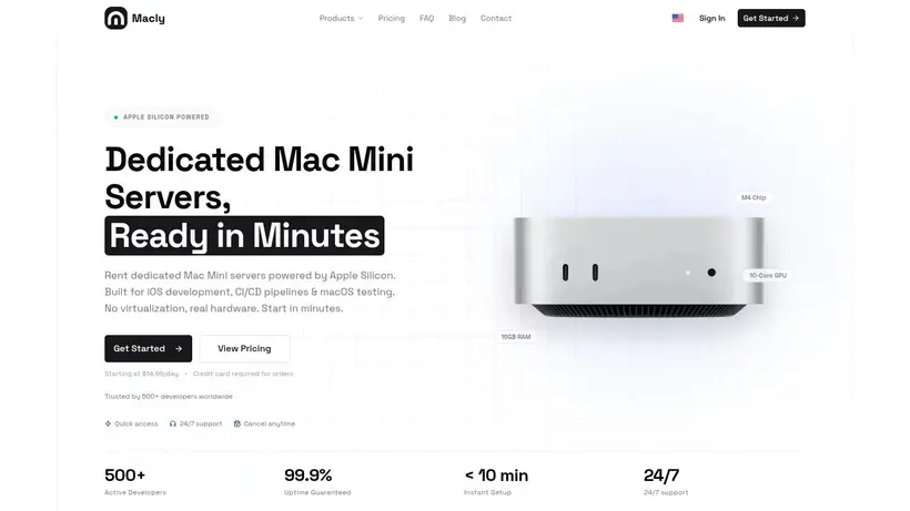 Macly homepage screenshot