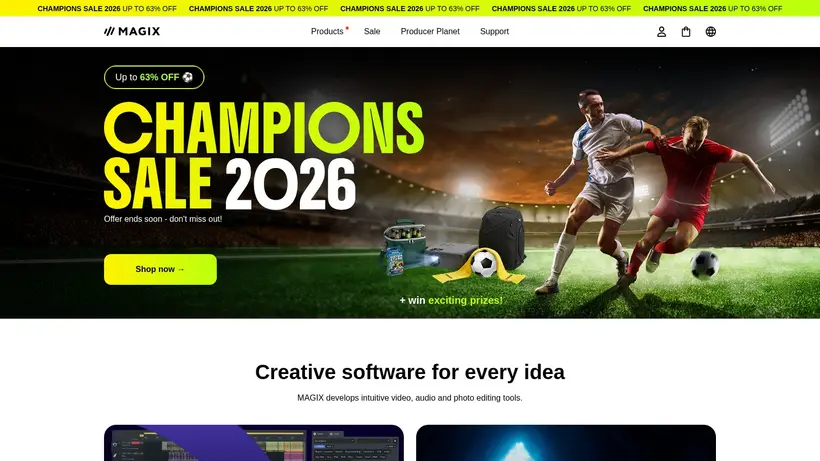 Magix homepage screenshot