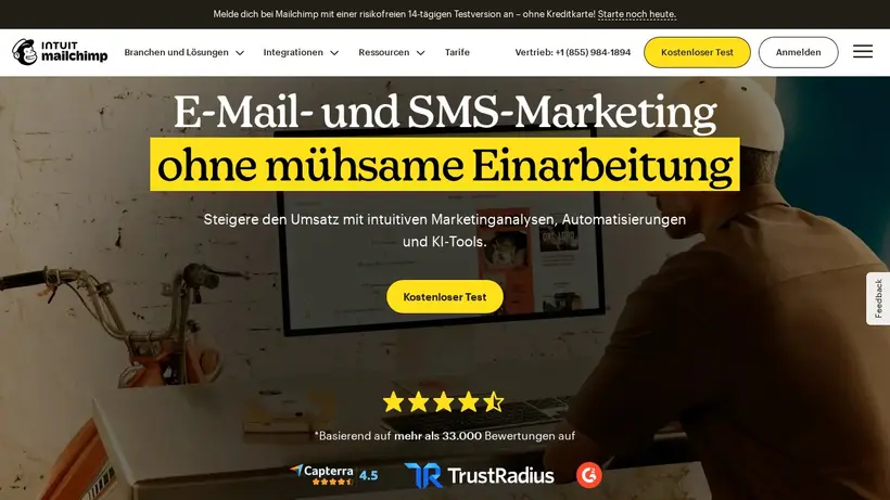 MailChimp homepage screenshot