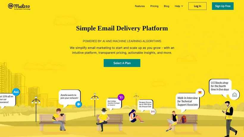 Mail250 homepage screenshot