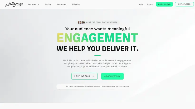 Mail Blaze homepage screenshot