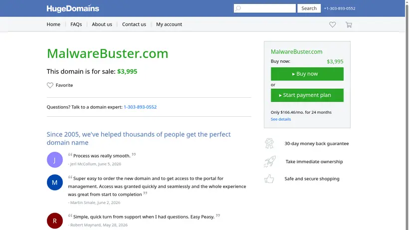 Malware Buster homepage screenshot