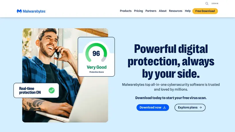 Malwarebytes homepage screenshot