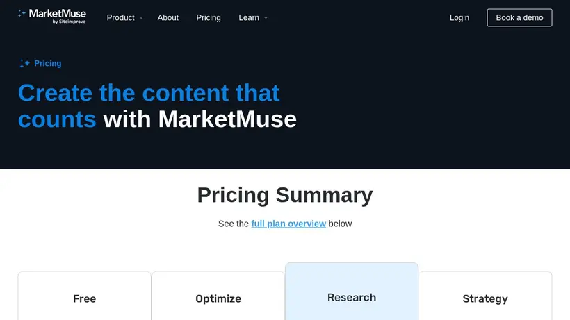Market Muse homepage screenshot