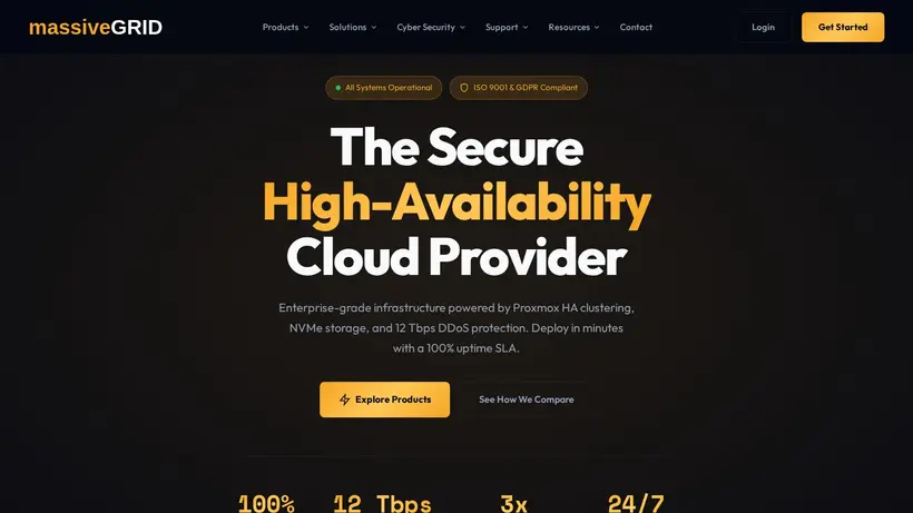 Massive Grid homepage screenshot