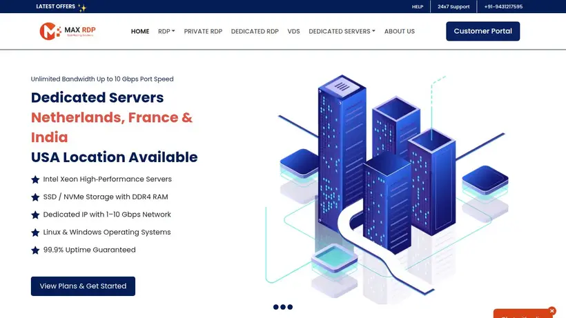Max RDP homepage screenshot