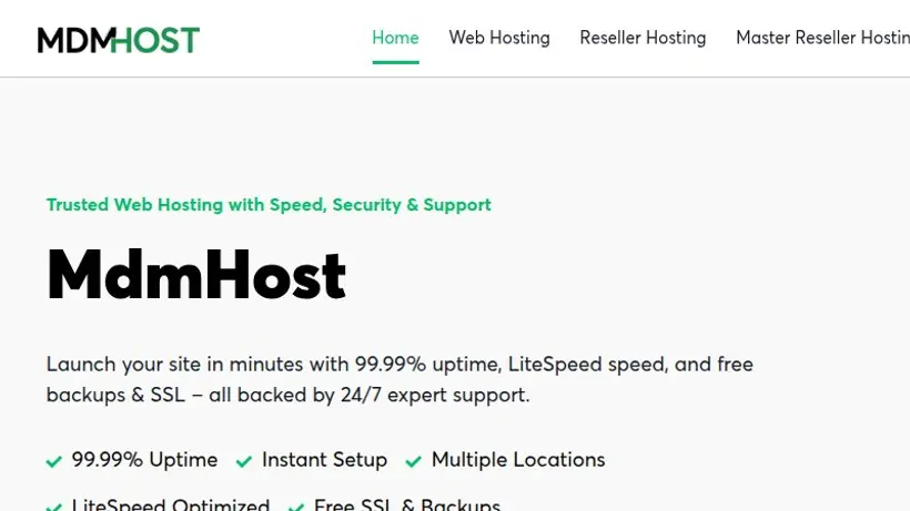 Mdm Host homepage screenshot