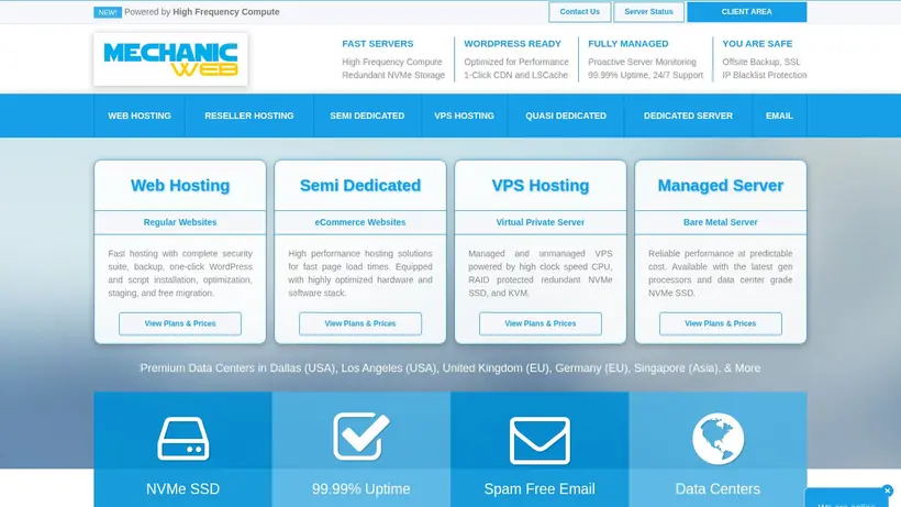 Mechanic Web homepage screenshot
