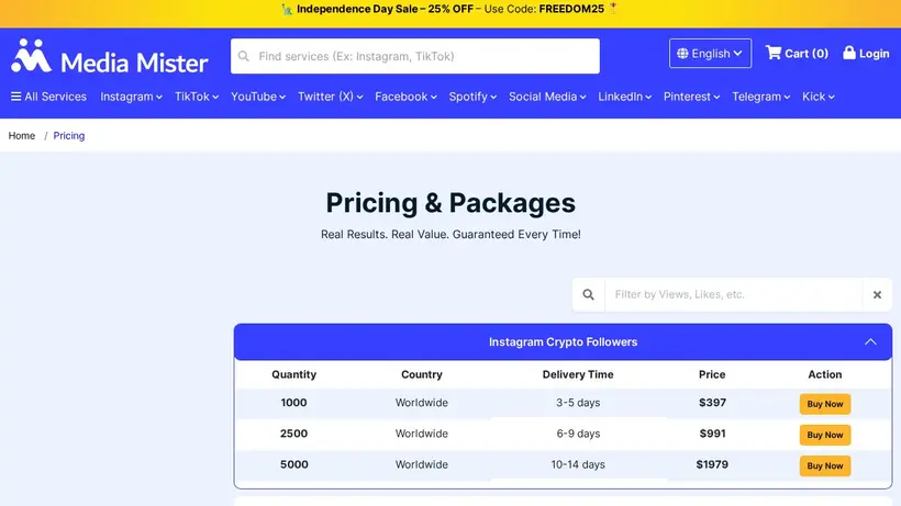 Media Mister homepage screenshot
