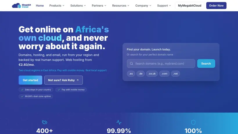 Megabit Cloud homepage screenshot