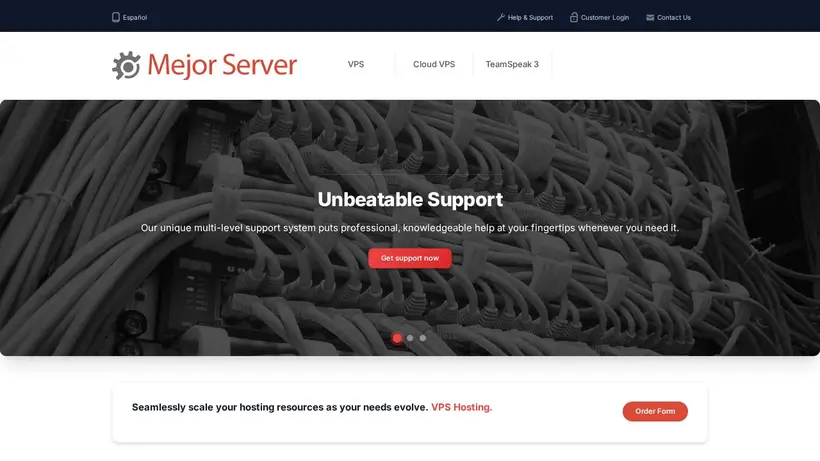 Mejor Server homepage screenshot