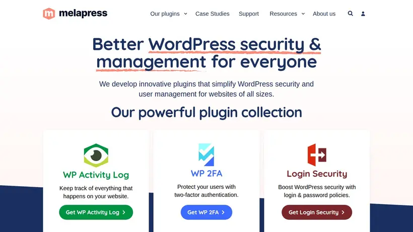 Melapress homepage screenshot