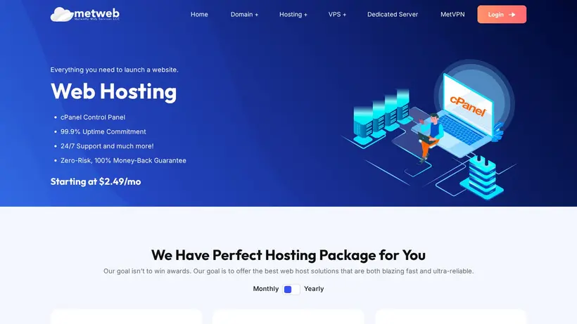 Metweb homepage screenshot