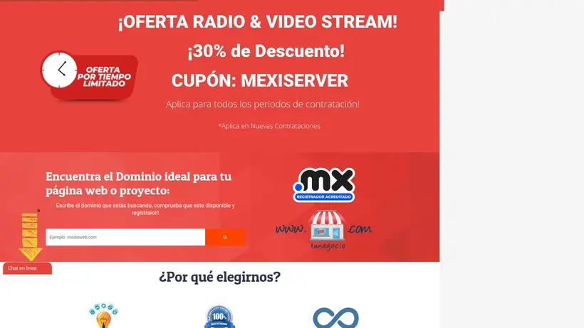 Mexi Server homepage screenshot