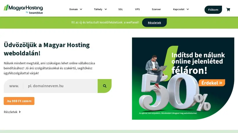 MHosting.hu homepage screenshot