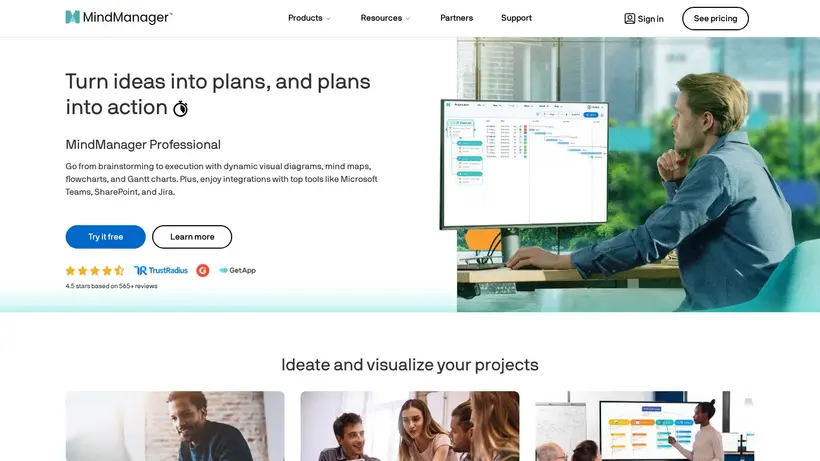 Mind Manager homepage screenshot