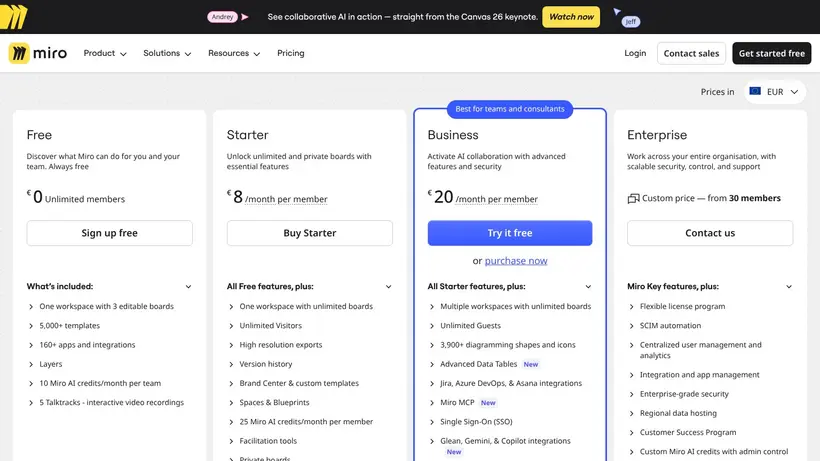 Miro Collection homepage screenshot