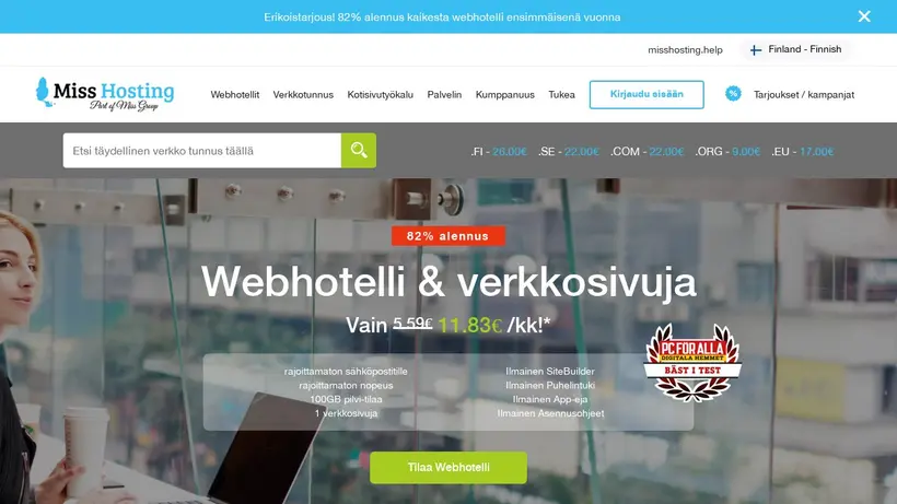 Misshosting.fi homepage screenshot