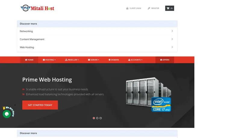 Mitali Host homepage screenshot
