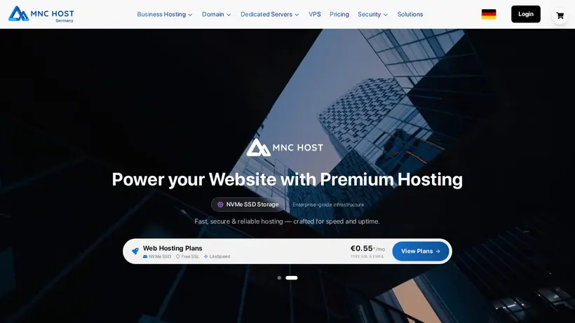 MNC Host homepage screenshot