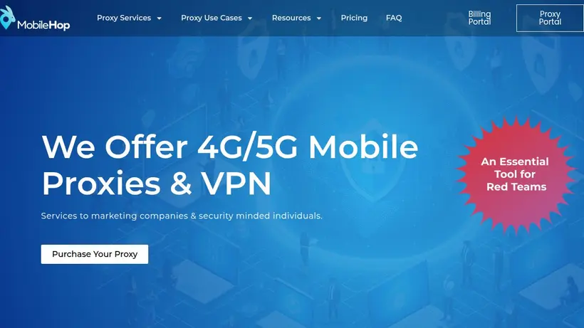 Mobile Hop homepage screenshot
