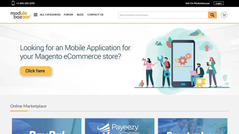 Module Bazaar homepage screenshot