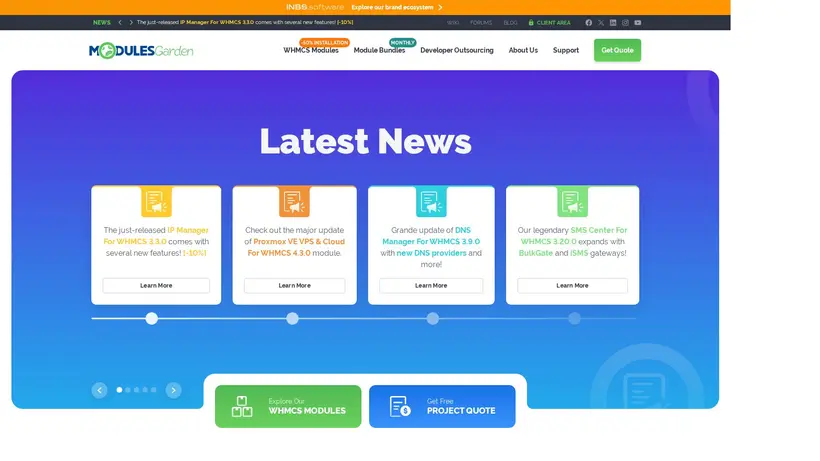 ModulesGarden homepage screenshot