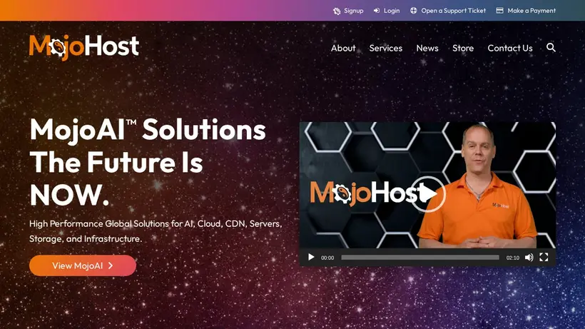 MojoHost homepage screenshot