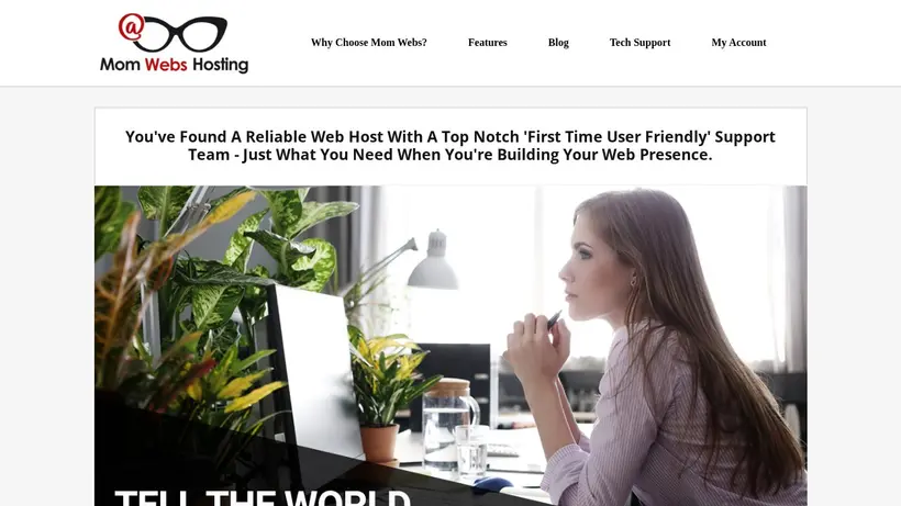 Mom Webs homepage screenshot