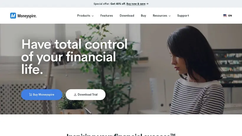 Moneyspire homepage screenshot