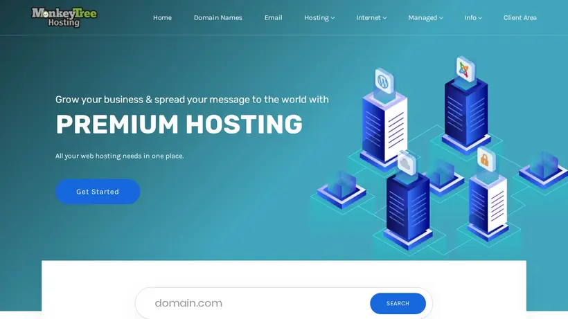 Monkey Tree Hosting homepage screenshot