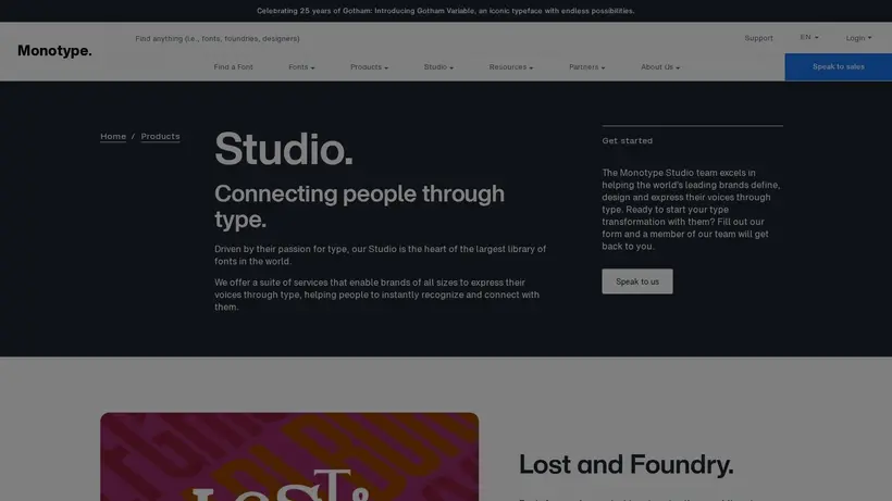 Mono Type homepage screenshot