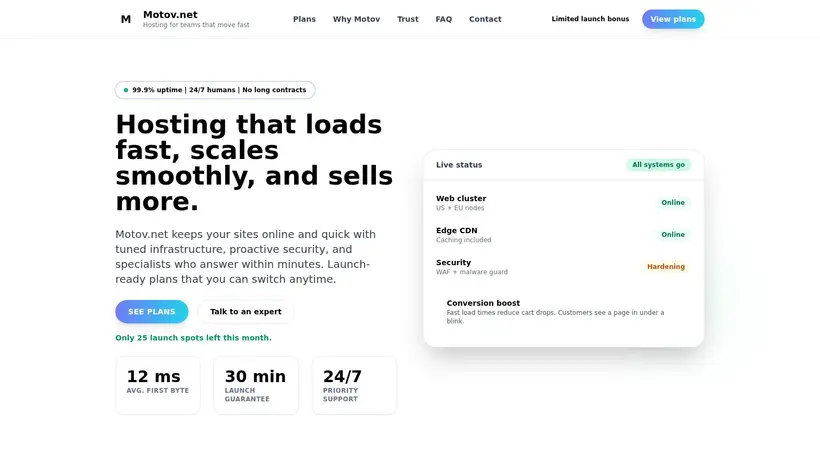 Motov homepage screenshot
