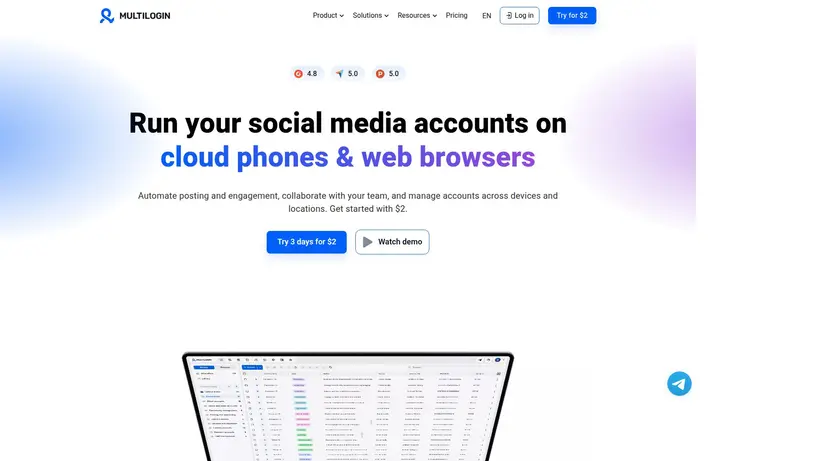 Multi Login homepage screenshot
