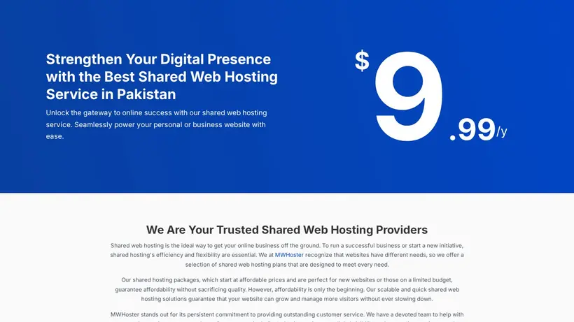 MW Hoster homepage screenshot