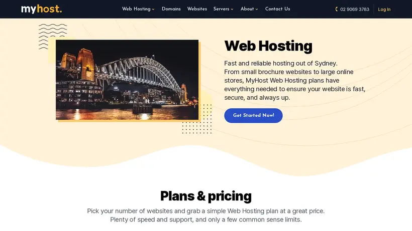 My-host.au homepage screenshot