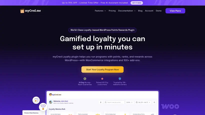 myCred homepage screenshot
