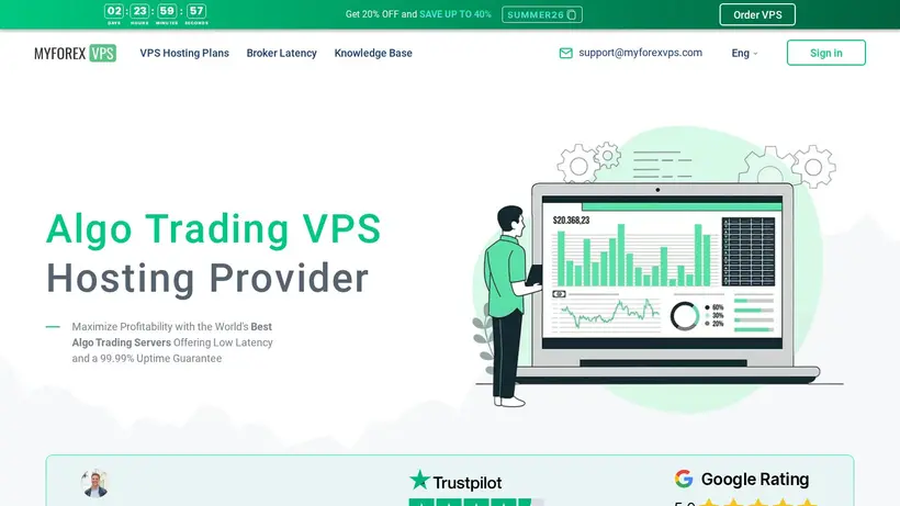 My Forex VPS homepage screenshot