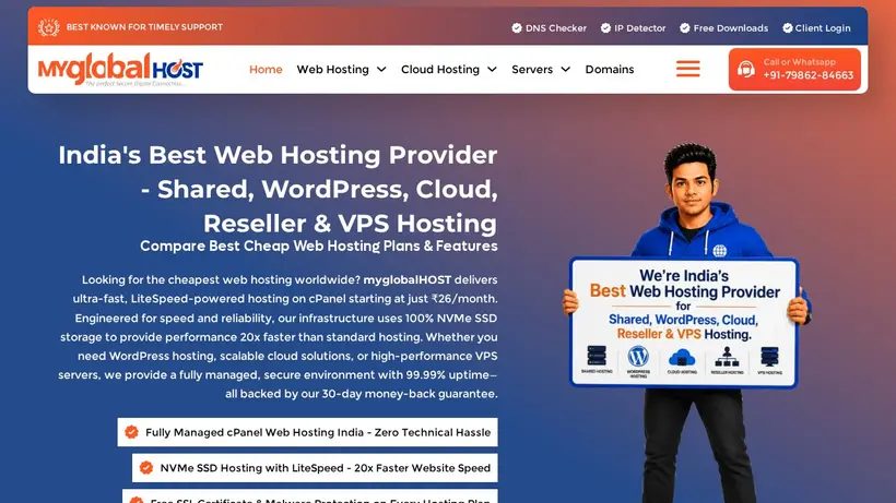 My Global Host homepage screenshot