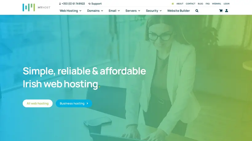 MyHost.ie homepage screenshot